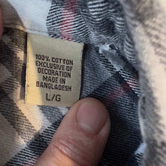 Timberland Flannel Button Up Shirt Men's Large Black Grey Plaid Quality Heavy - Picture 4 of 10